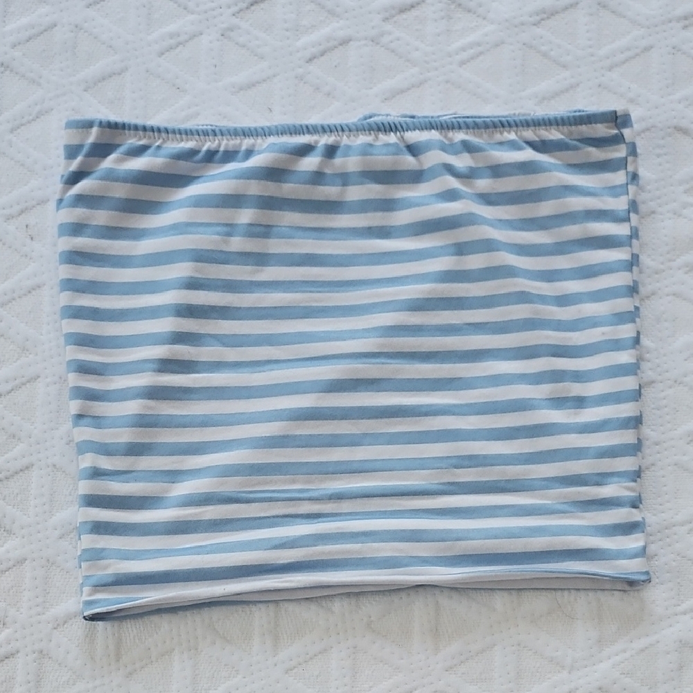 Blue and White Striped Tube Top